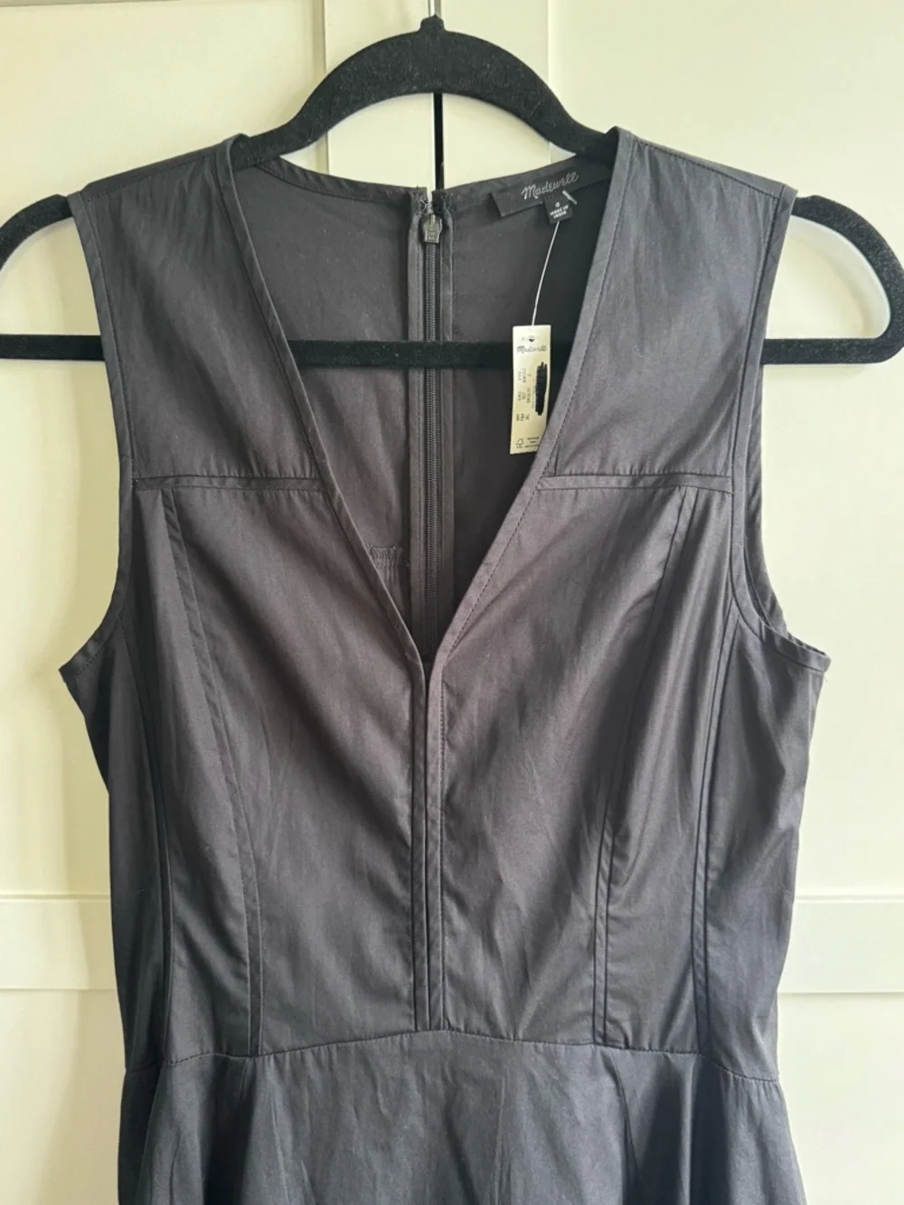 Madewell Sleeveless V-Neck Circle Midi Dress Size 0 Jet Black - Picture 7 of 10